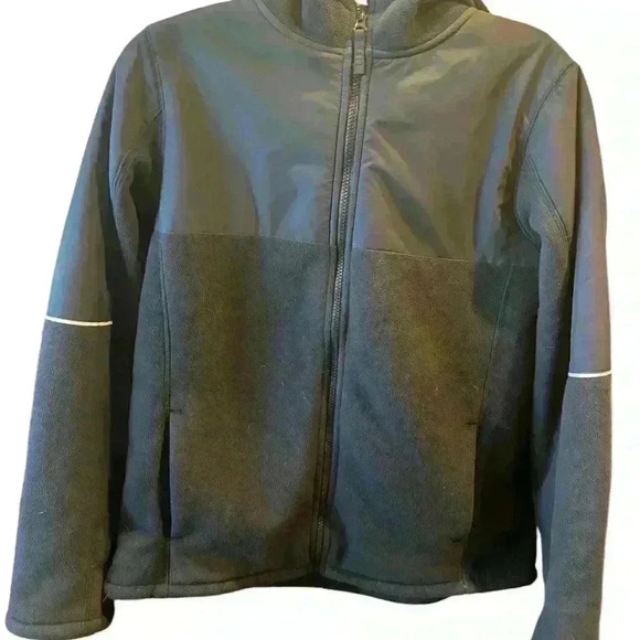 Lands' End Fleece Jacket  Zip Up Hooded Long Sleeves Pocket Black Womens Size XL - Picture 7 of 7